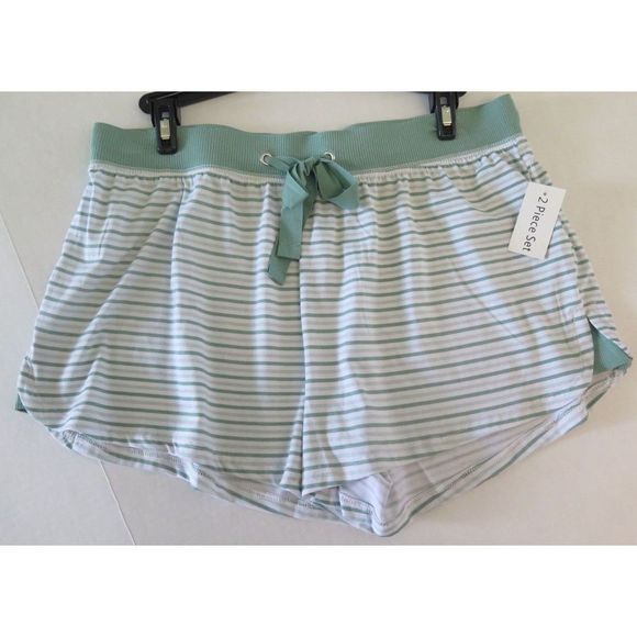 Splendid R87D736 Women's Sz M Green/White Striped Tank & Shorts Pajama Set $60 - Picture 6 of 9